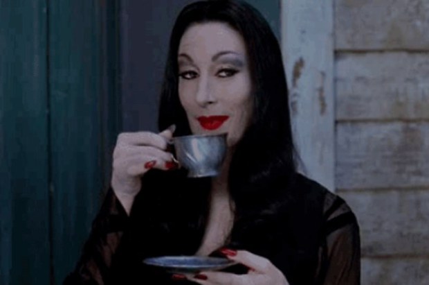 Morticia Sipping Tea